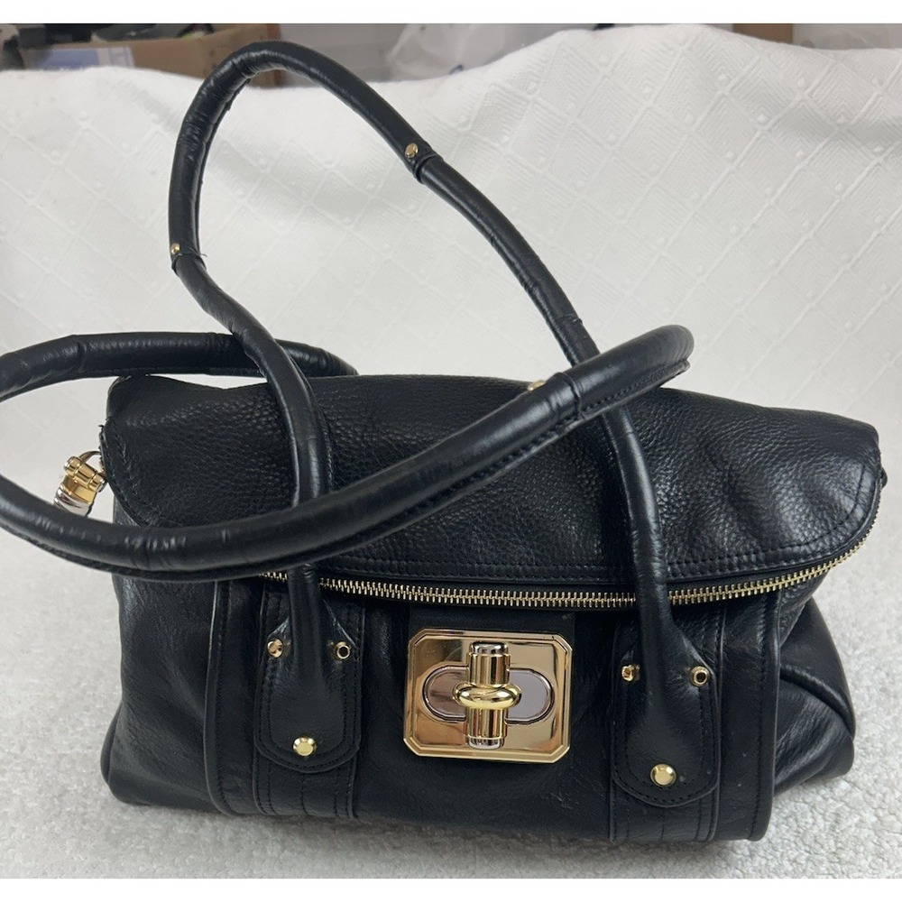 Vintage B. Makowsky Supple Studded Black Leather Slouchy Bag *EUC*
